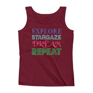 Explore Stargaze Dream Repeat Fitted Tank Top