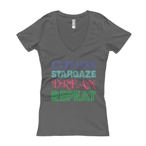 Explore Stargaze Dream Repeat Fitted V-Neck T-shirt