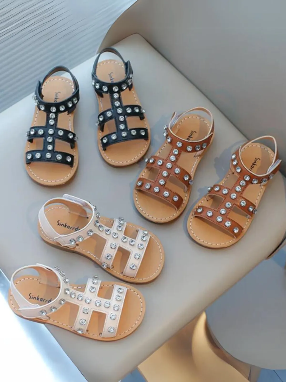 Glitzy Gladiator Studded Sandals By Liv and Mia