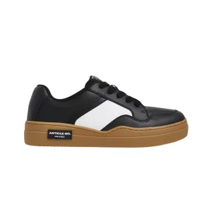 Low-Top Leather Sneakers In Black With White Side Tab