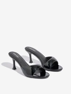 LUNA BLU Black Mule Heel Sandals