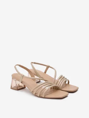 LUNA BLU Rose Gold Multi-Strap Heel Sandals