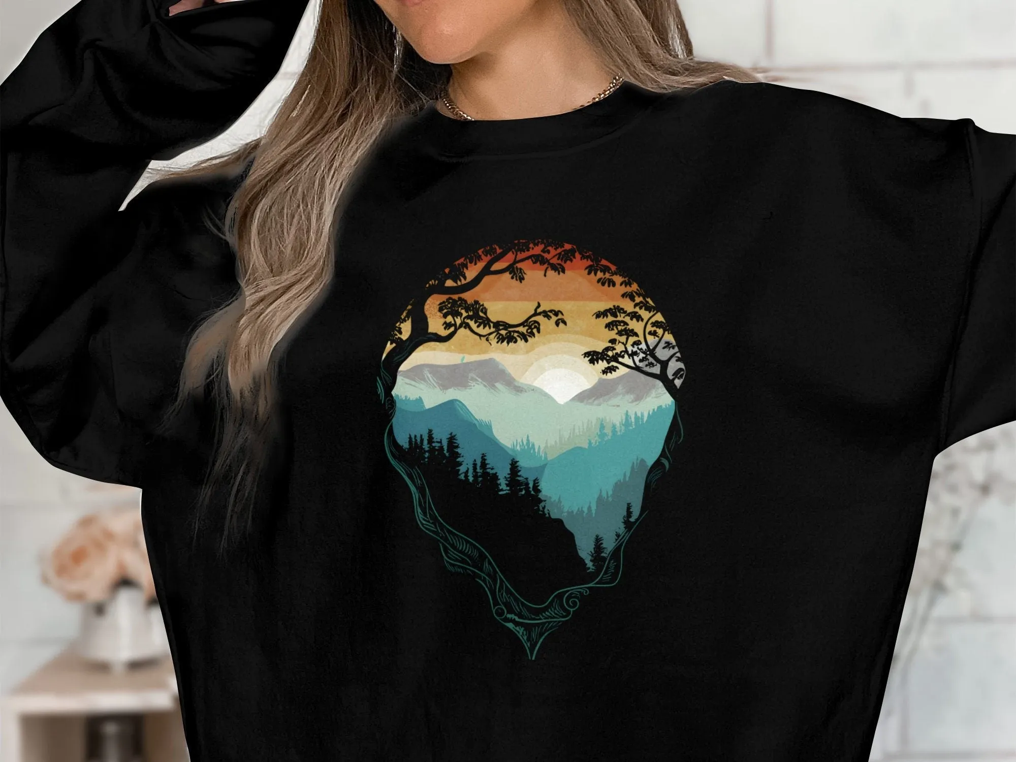 Nature Inspired T-Shirt, Outdoor Adventure Graphic Tee, Unisex Wilderness Hiking Shirt, Tree Mountain Sweatshirt