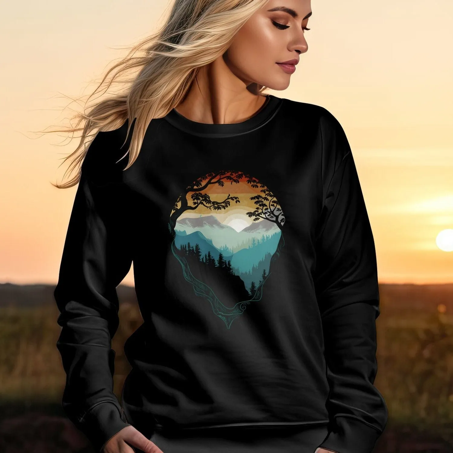 Nature Inspired T-Shirt, Outdoor Adventure Graphic Tee, Unisex Wilderness Hiking Shirt, Tree Mountain Sweatshirt