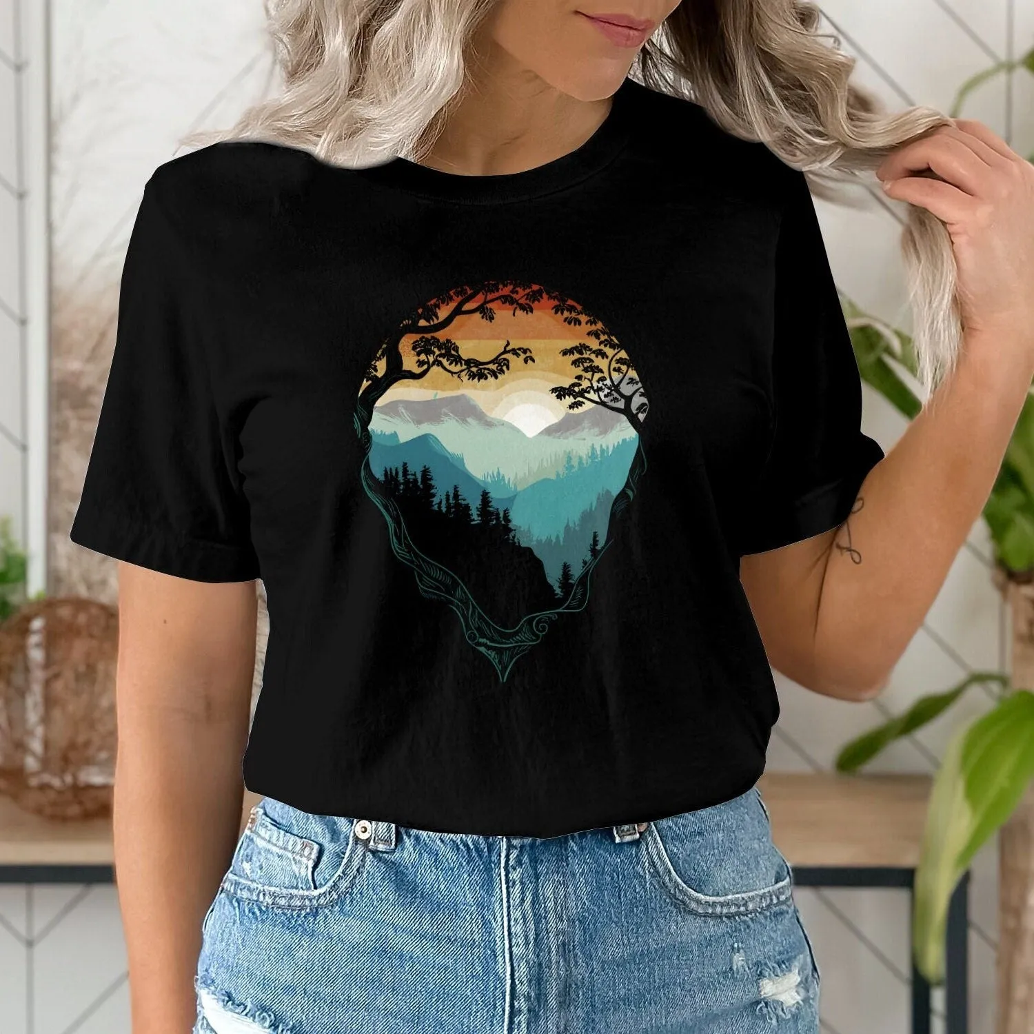 Nature Inspired T-Shirt, Outdoor Adventure Graphic Tee, Unisex Wilderness Hiking Shirt, Tree Mountain Sweatshirt