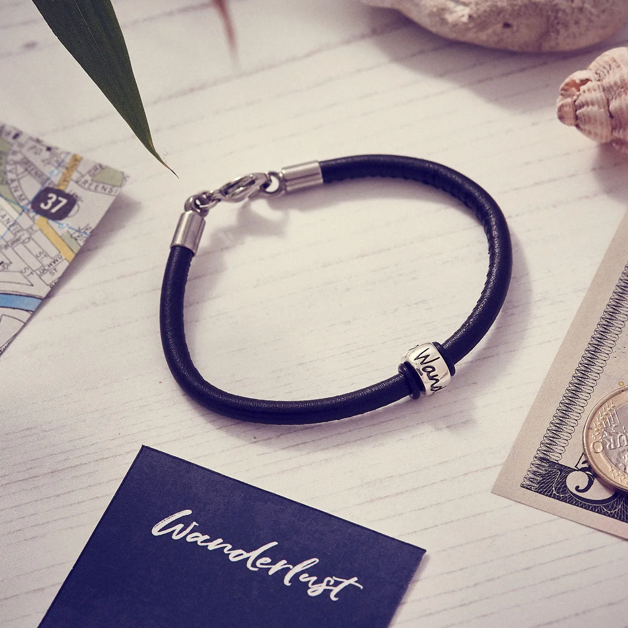 Wanderlust Recycled Silver & Leather Bracelet