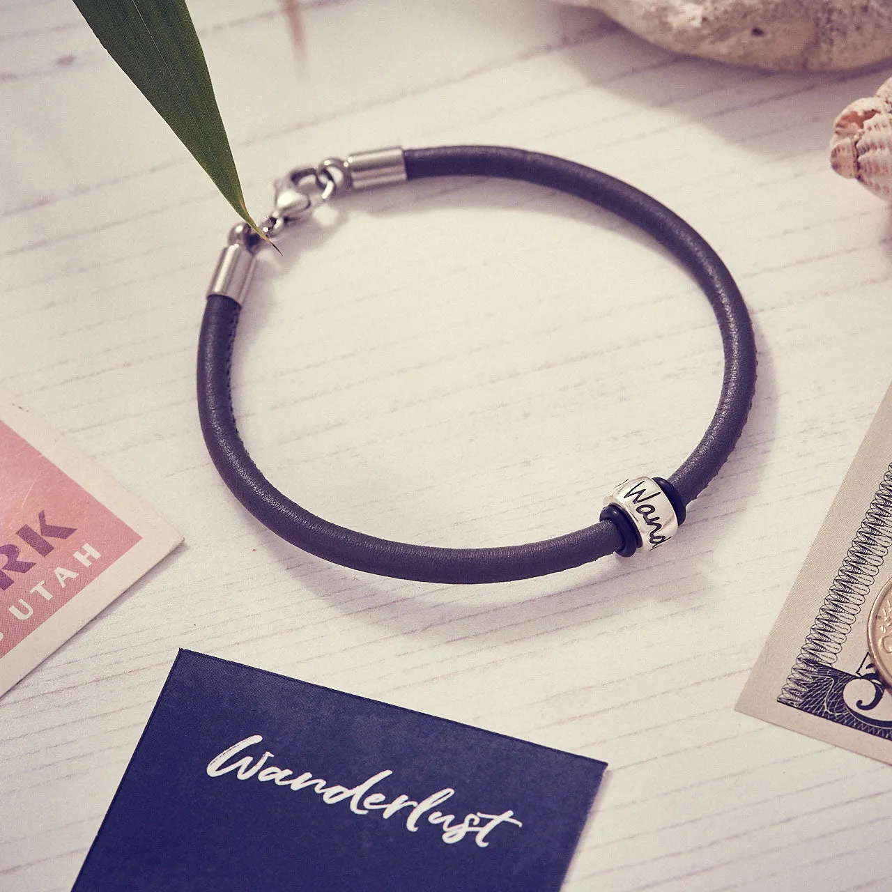 Wanderlust Recycled Silver & Leather Bracelet